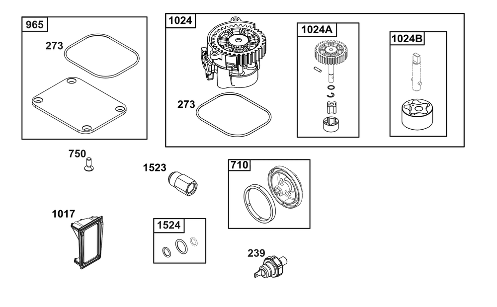 Lubrication Group Diagram and Parts List for 613777-2215-J1 400000 - 699999 Briggs and Stratton Engine